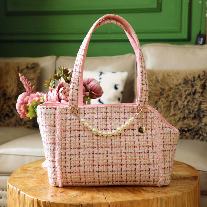 Soft Tweed Luxury Checkered Lightweight Dog & Cat Carrier Bag