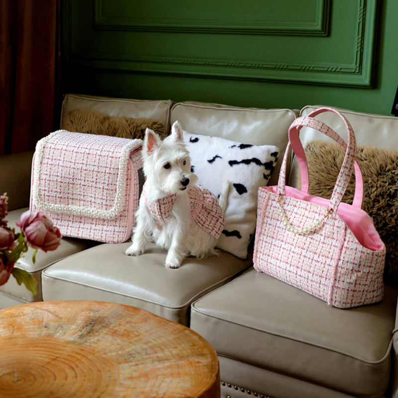 Soft Tweed Luxury Checkered Lightweight Dog & Cat Carrier Bag