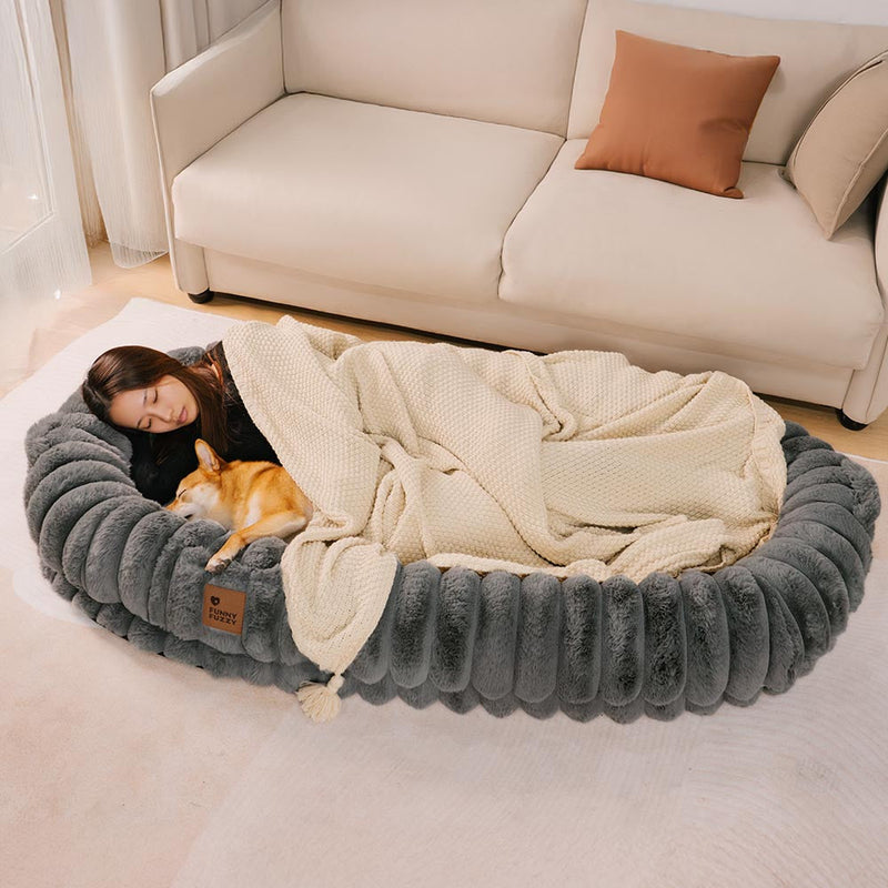 Creamy Plush Super Large Donut Human Dog Bed - Cuddle Cradle