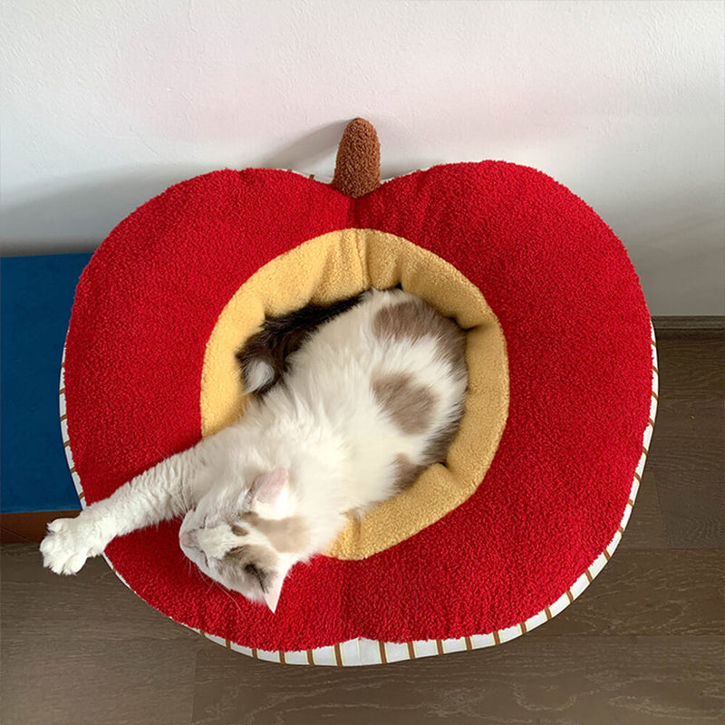 Apple Shaped Soft Plush Washable Cozy Dog & Cat Bed