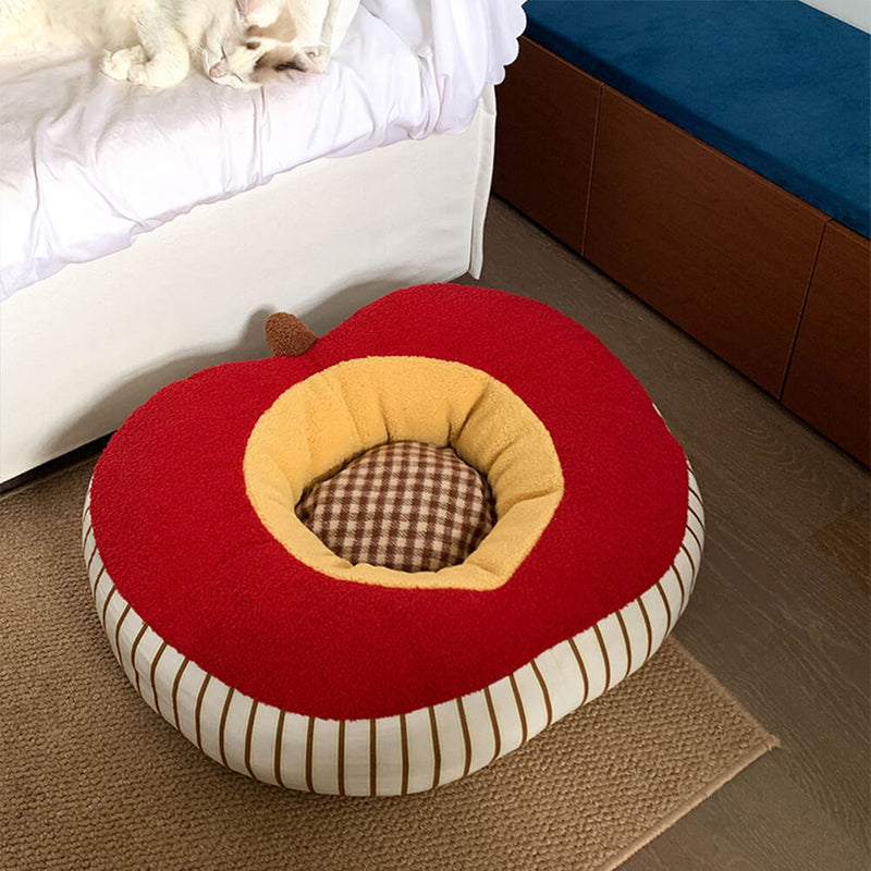 Apple Shaped Soft Plush Washable Cozy Dog & Cat Bed