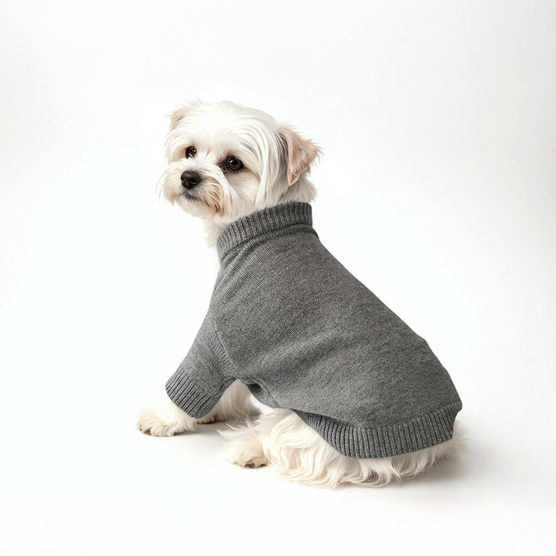 Casual Faux Rabbit Fur Turtleneck Knit Stretchy Dog Hooded Sweater