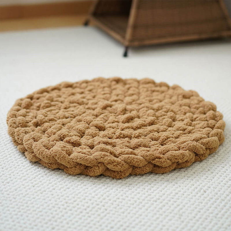 Handwoven Chunky Knit Soft Round Pet Bed Mat