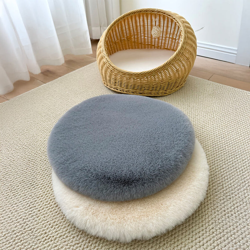 Round Ultra Soft Faux Rabbit Fur Warm Dog & Cat Mat