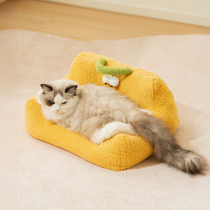 Soft Plush Monster Design Elevated Dog & Cat Sofa Bed