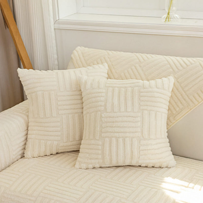 Striped Textured Plush Non-slip Couch Cover