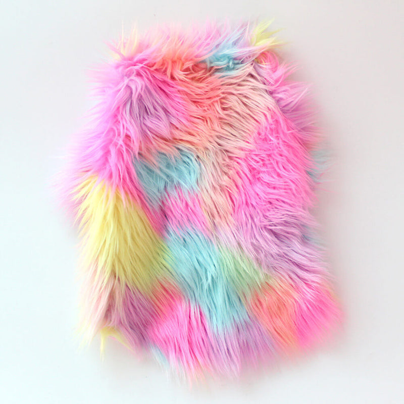 Stylish Colorful Faux Fur Fluffy Rainbow Dog Coat