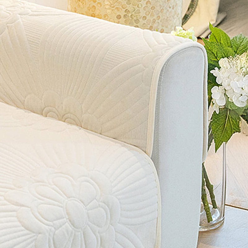 Floral Embossed Plush Non-Slip Couch Cover