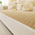 Elegant Soft Plush Grid Stitching Warmth Anti-Slip Couch Cover