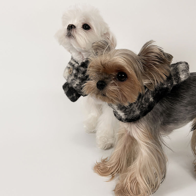 Fashionable Plaid Color Block Plush Warm Pet Scarf