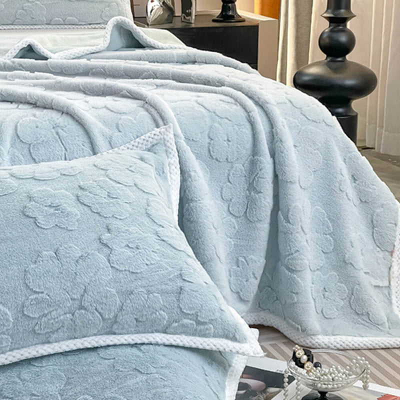 Luxury Faux Rabbit Fur Soft Breathable Embossed Blanket