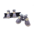 PU Leather Waterproof Anti-Slip Plush Lined Dog Boots