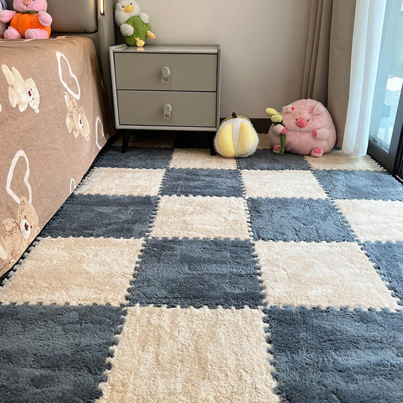 Soft Plush Checkerboard Anti-Slip Lightweight Home Area Rug