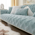 Suede Plush Elegant Pattern Sofa Protective Non-Slip Couch Cover